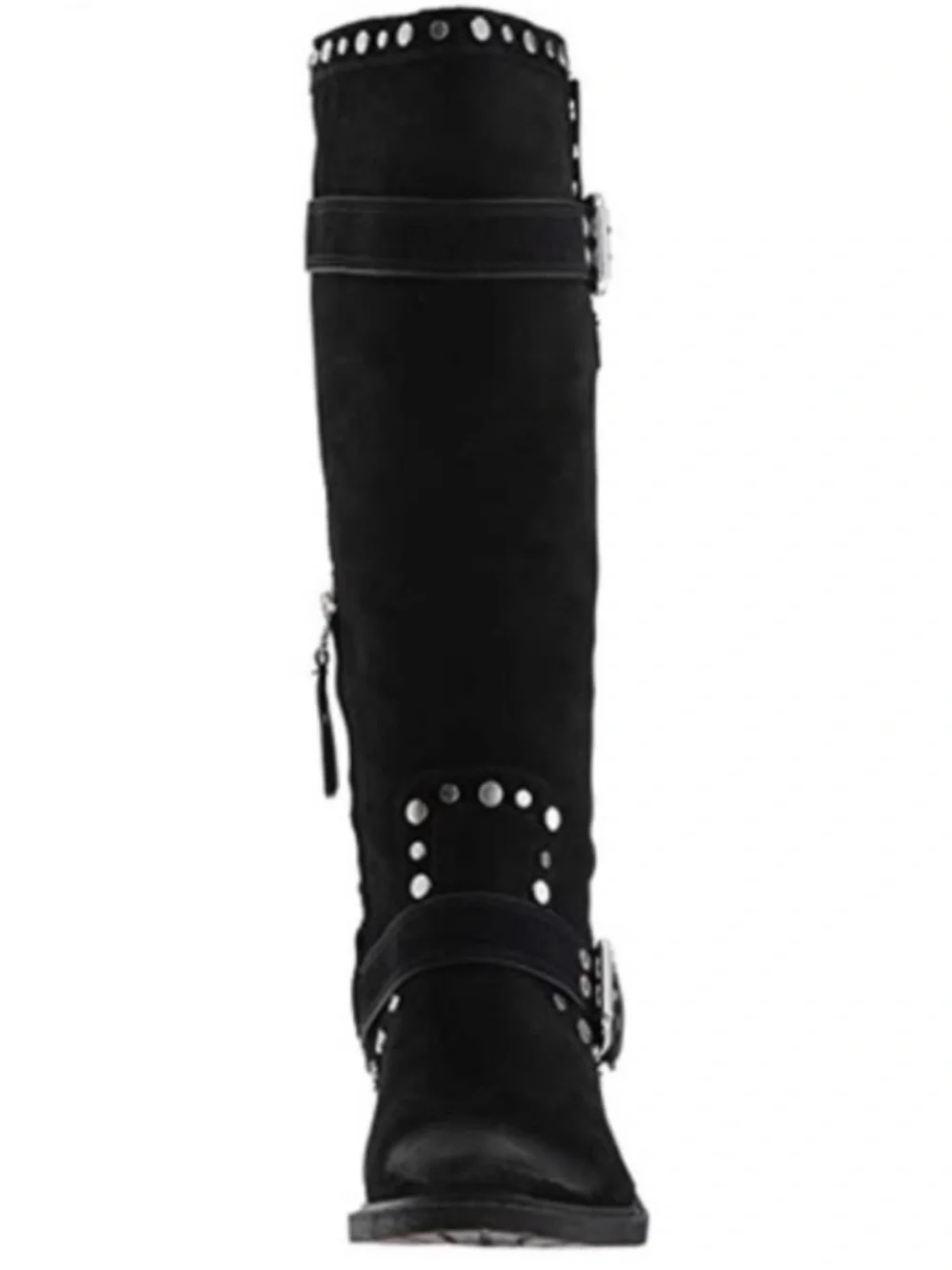 Sam Edelman Deryn Black Suede Studded Moto Biker Knee High Boots Size 7